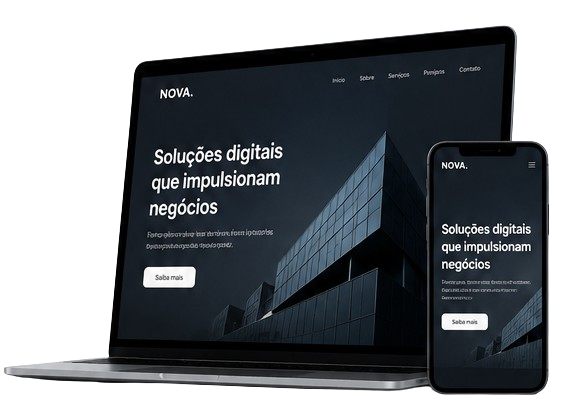 Mockup de website em portátil e telemóvel